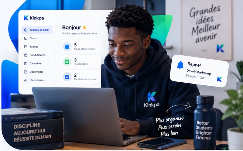 Étudiant utilisant Plavia sur son ordinateur portable